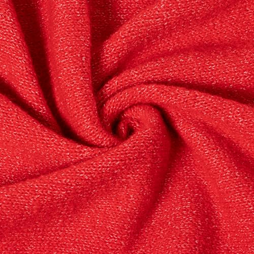 RIIQIICHY Shawl Wrap Women Pashmina Triangle Cape Knit Sweater Scarf for Fall Winter Fashion Accessory - color: Red