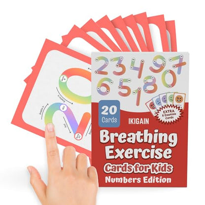 Breathing Exercise Cards for Kids — 20 Finger-Tracing Cards for Anxiety, Meltdowns & Sleep | Calm Down Corner Tool for Classroom, Therapy & Home | Screen-Free - style: Number Breathing