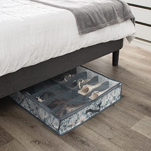 Laura Ashley Non-Woven 12 Pair Under The Bed Shoe Storage Bag | Dimensions: 29"x 24"x 6" | Holds 12 Pairs of Shoes | Bedroom Organization | Foldable | Parterre - style: Under Bed Shoe Bag