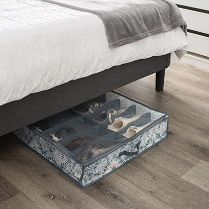 Laura Ashley Non-Woven 12 Pair Under The Bed Shoe Storage Bag | Dimensions: 29"x 24"x 6" | Holds 12 Pairs of Shoes | Bedroom Organization | Foldable | Parterre - style: Under Bed Shoe Bag