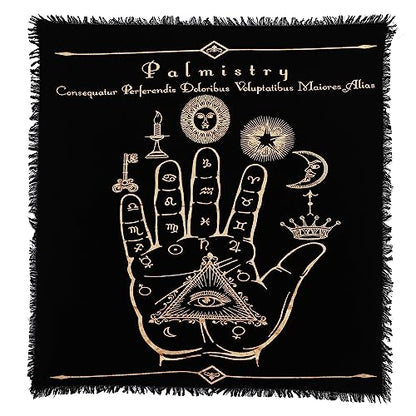 Indian Consigners Palmistry Altar Cloth Celestical Tarot Deck Alter Square Wall Hanging Tablecloth Sacred Place Home Décor Moon Faces Astrology Zodiac Golden Palm - color: Golden Palm