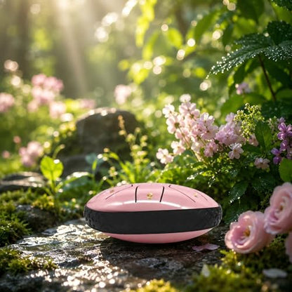 Rain Drum for Outside Garden, MIUYA 6 Inch 11 Notes Steel Tongue Drum for Adults, Beginner Percussion Instrument for Meditation Yoga, Pink Rose - color: Pink Rose