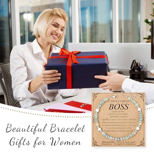 JoycuFF 𝗚𝗶𝗳𝘁𝘀 𝗳𝗼𝗿 𝗪𝗼𝗺𝗲𝗻 𝗠𝗼𝗼𝗻𝘀𝘁𝗼𝗻𝗲 𝗕𝗿𝗮𝗰𝗲𝗹𝗲𝘁 Amazonite Colorful Imperial Jasper Stainless Steel Beads Bracelets, Graduation Christmas Valentines Mothers Day Birthday Gifts - style: Boss Gifts for Women-Amazonite