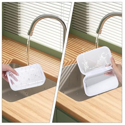 2 Pcs Clear Hard Shell Zipper Case, Portable Clear Zipper Pouches Hard Shell, Waterproof Plastic Transparent Storage Box Set with Double Zips for Cosmetic Stationery Snack Toy Storage Organizer Bins - size: 4in*1PCS,8in *1PCS
