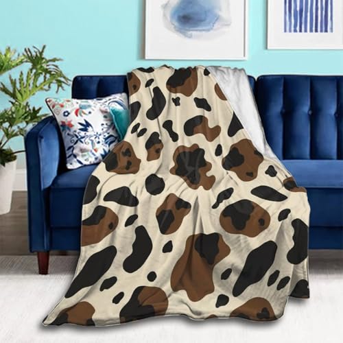 Soft Warmer Throw Blankets for Women Girls, Lightweight Microfiber Blanket, Queen King Size Flannel Throw Blanket for Home Bed Sofa and Dorm, Compatible with Brown Skin Milk Cow Print - color: Pattern (168), size: 80"x60"