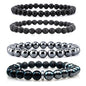 4pcs Natural Crystal Beaded Bracelet for Women,8mm Semi-Precious Healing Gemstone Bracelets 6mm Round Beads Stretch Anxiety Stress Relief Bracelet Spiritual Jewelry Gifts