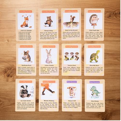 Somatic Therapy Cards for Kids, 52 Mindfulness & Emotional Regulation Activities for Calm, Focus, Coping Skills - Social Emotional Learning Tools for Parents, Therapists, Ages 6–12, Calm Down Corner