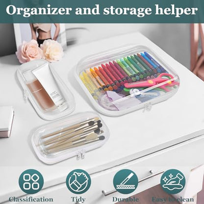 Clear Hard Shell Zipper Cases(3 Packs), Plastic Hard Sided Zippers Pouches Clear Hardshell Pencil Case For Storage, Diaper Bag Organizer Bliss Bins 2*Small/1*Medium