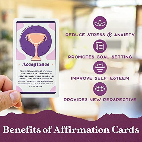 PURPLE CANYON Daily Affirmation Cards for Women and Men | Positive Affirmations for Mindfulness, Meditation, and Inspiration | Beautiful 52 Card Deck - style: Affirmation Cards