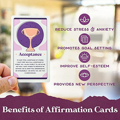 PURPLE CANYON Daily Affirmation Cards for Women and Men | Positive Affirmations for Mindfulness, Meditation, and Inspiration | Beautiful 52 Card Deck - style: Affirmation Cards
