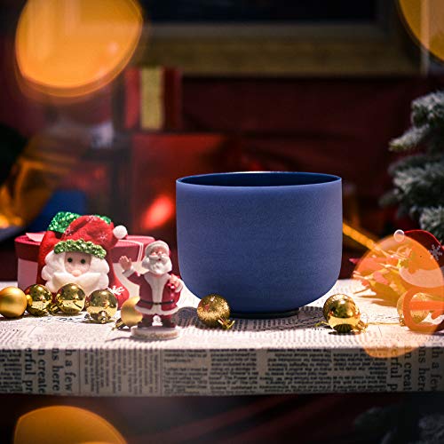 TOPFUND 440Hz Indigo A Note Crystal Singing Bowl Third Eye Chakra 8 inch with Heavy Duty Carrying Case and Suede Mallet - color: Indigo 440Hz A Note, size: 8 inch