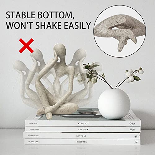 prosfalt Sandstone Resin Thinker Style Abstract Sculpture Statue Collectible Figurines Home Office Bookshelf Desktop Decor(Sandstone - Left Reverie) - color: Sandstone - Left Reverie