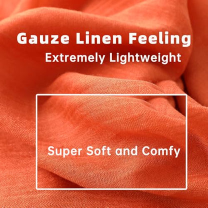 Harewom Lightweight Gauze Linen Feeling Shawl Wraps for Women Beach Summer Scarf for Evening Wedding Dresses - color: Shawl Wraps - Orange