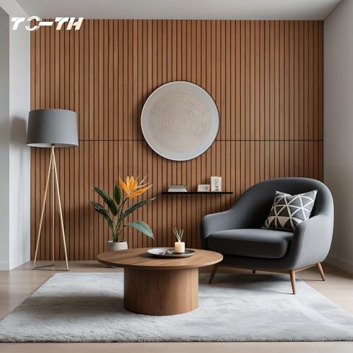 TO-TH Wood-Look Acoustic Wall Panels, 10 Pack 47.2” x 23.6” Acoustic Panels, Decorative Sound Absorbers Sound Dampening Panels for Home, Office, Basement, Cherry