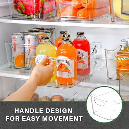 12 Pack Clear Plastic Storage Bins, Pantry Organizers and Storage, Clear Pantry Organizer Bins, Plastic Containers with Handle for Kitchen,Freezer,Cabinet,Closet,Bathroom Under Sink Storage - size: Medium