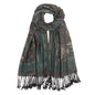 Paisley Pashmina Rave Shawl Scarf-Women's Reversible Ethnic Jacquard Pashmina Wraps for Travel - color: B#. Black Cyan