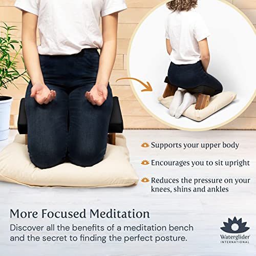 Meditation Bench (Burgundy), Seiza, Sustainable Acacia Wood with Curved Bottom Edges for The Perfect Posture, Meditation Stool, Prayer Bench, Meditation Chair, Yoga Stool - color: Burgundy