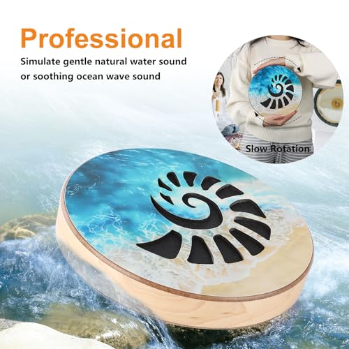 Ocean Wave Drum 7.1 inch Wooden Stream Water Drum Sound Healing Meditation Instrument for Yoga Chakra Relaxation Sound Bath Therapy - size: 7 inch