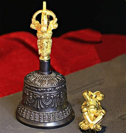 Tibetan Buddhist Meditation Bell And Dorje Set, Hand-cranked Bell Invocation Bell For Meditation, Ritual, Prayer And As A Buddhist