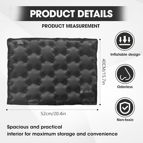 Inflatable Seat Cushion, Lightweight Camping Air Sitting Pad with Repair Cloths (Grey)