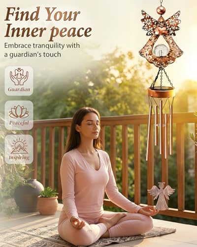 Solar Angel Wind Chimes for Outside: Melodious Mother's Day Birthday Gifts for Mom Women Grandma Her Wife - Weatherproof Metal Outdoor Decor Easy Hanging for Garden Patio Tree Window Memorial