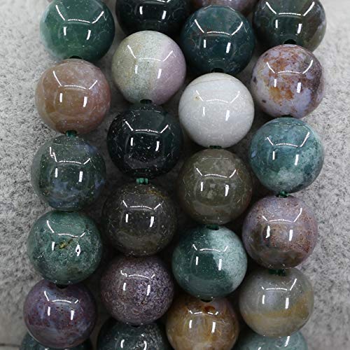 Amandastone Natural Gemstone 10mm Round Beads Stretch Bracelet 7 Inch - color: India Agate