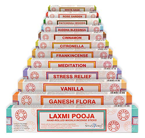 Stamford Masala Premium Mix Assorted Incense Sticks 15gram x 12 Pack | for Meditation, Aromatherapy, Healing, Yoga, Positivity and Relaxation | - color: Stamford