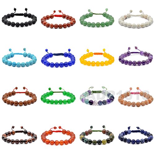 AD Beads Unisex 8mm Gemstone Bracelets Healing Macrame Adjustable 7-9 Inches || wear this healing natural gemstone bracelet help to erase your pain and fear || recover your energy|||