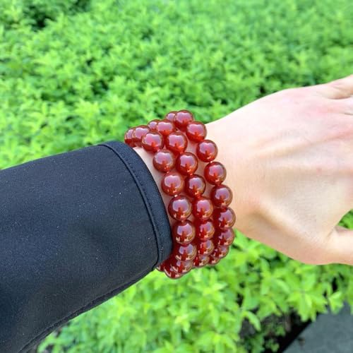 Adabele 1pc Natural Stretch Gemstone Bracelet 10mm (0.39") Bead 7 Inch to 8.5 Inch Healing Crystal Energy Quartz Chakra Jewelry Women Birthday Unisex Gift - color: Carnelian, size: 7.5 inch