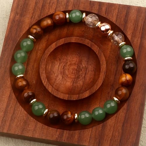 KSQS Healing Stone Bead Bracelet for Women, Natural Gemstones Balance Protection Bracelet, Spiritual Crystal Beads Bracelet Anxiety Relief with Meaning Card - style: Good Fortune