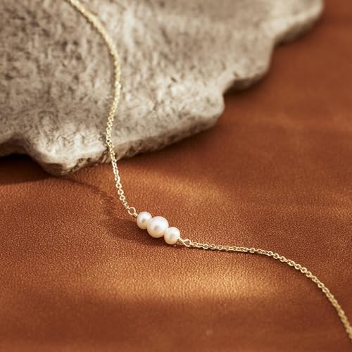 SLOONG Gold Pearl Bracelets for Women Trendy, 14K Gold Plated Dainty Stackable Layered Chain Bridesmaid Bracelets, Waterproof Wedding Jewelry for Women Adjustable 6"+2" - color: Style4(Pearl)