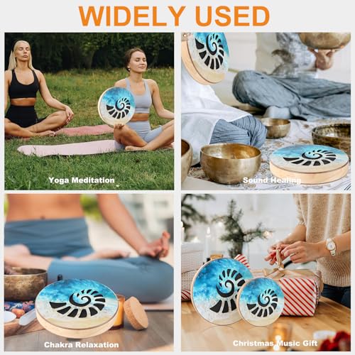 Ocean Wave Drum 7.1 inch Wooden Stream Water Drum Sound Healing Meditation Instrument for Yoga Chakra Relaxation Sound Bath Therapy - size: 7 inch