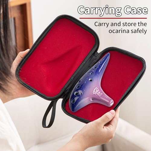 “Ocean Notes” 12 Hole Sweet Potato Ocarina Graceful Shape Pottery Ocarina in Alto C (Starry Purple) - style: Starry Purple