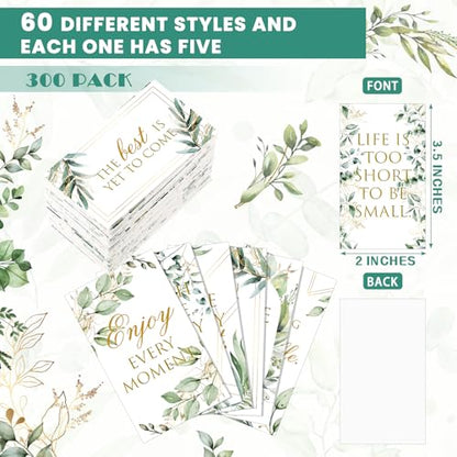 Jinei 300 Inspirational Affirmation Cards Bulk Daily Positive Motivational Gifts Cards Small Mini Encouragement Quotes for Women Coworker Team(Eucalyptus) - style: Eucalyptus