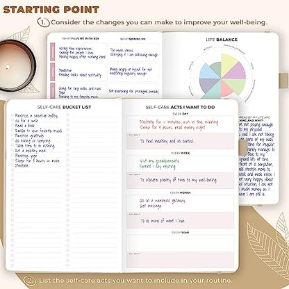 Clever Fox Self-Care Journal – Daily Reflection Notebook – Mental Health & Personal Development Planner, Meditation & Mood Log, A5 (Seashell) - color: Seashell, size: A5 (5.8'' x 8.3'')