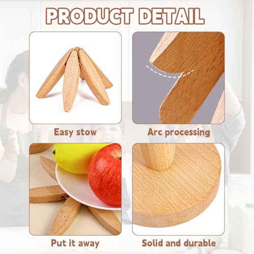 Natural Foldable Black Walnut Wooden Trivet Set - 4 Trivets + 1 Stand for Hot Dishes, Pot, Bowl, Teapot, Hot Pot Holders (Black Walnut 2PCS) - color: Black Walnut 2pcs
