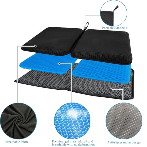 Gel Airplane Seat Cushion,Portable Travel Cushion for Long Sitting,Foldable seat Cushion for Airplane Seats, Office Chair, Camping, Bleachers, Flights, Commute