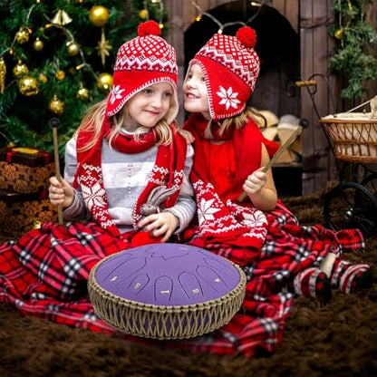 BETESINE 13-Inch 15-Note Steel Tongue Drum in C Major, Beginner-Friendly Meditation Drum with Mallets, Music Book, Finger Picks, Carry Bag & Note Stickers, Violet - color: Violet