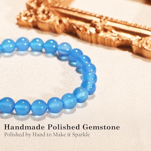 Agate Round Beaded Bracelet for Women Men Natural Agates Stone Healing Bracelets Stretch Elastic Handmade Polished Gemstone Beads Bracelet
