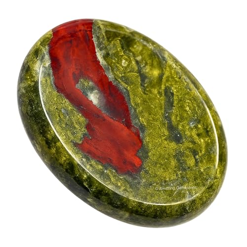 Amazing Gemstone Dragon Bloodstone Worry Stone Crystals and Healing Stones - Worry Stones for Stress Relief Gifts - Piedra Crystal Fidget for Meditation - Unique Stocking Stuffers and Birthday Gifts - color: Dragon Bloodstone