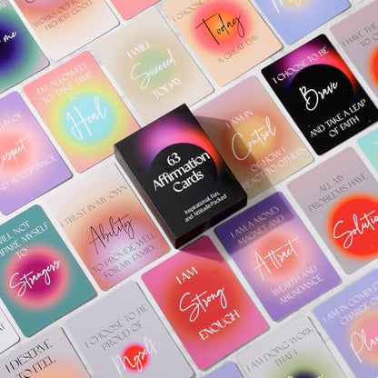 Affirmation Cards for Women, 63 Unique Positive Affirmation Cards, Daily Affirmations for Inspiration, Mindfulness, & Self-Care Gifts for Women
