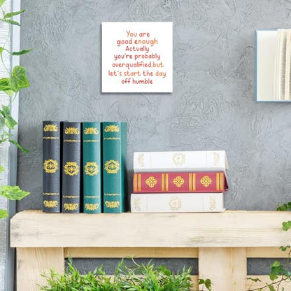 WUZYOU Inspirational Wood Box Sign 5x5 Inch - You Are Good Enough Motivational Plaque for Wall & Desk Decor, Perfect Positive Affirmation Gift - style: You are Good