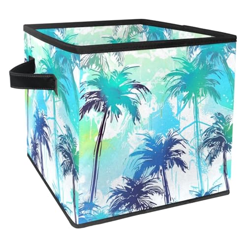 Storage Bags,Clothes Storage Bins Foldable with Handle,1-Pc,Abstract Palm Tree Geometry