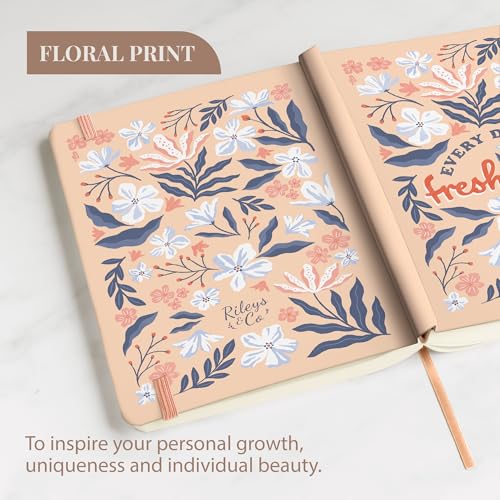 Rileys & Co Notebook Journal for Work and School - Lined Journal 8 x 6 Inches - Gold Foil Cover - Compact Notebook for Women - 240 Pages - Lined Notebook - Hardcover Journal (Fresh) - color: Fresh