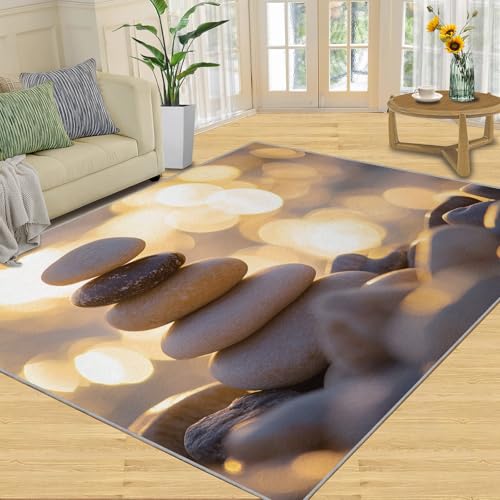 Zen Rugs for Entryway, Stone Landscape Washable Rug, Eastern Meditation Rugs for Bedroom, Low Pile & Non Slip, Indoor Carpet, 2x3 Area Rug & Home Decor - color: Stone Landscape, size: 2' W x 3' L