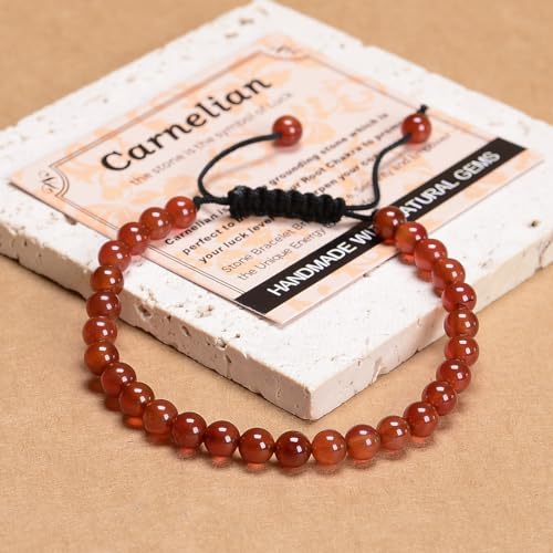 MASSIVE BEADS Handmade Yoga Natural Stone Crystal Healing Power Energy Gifts for Unisex Adult Bracelet Macrame Adjustable - color: Carnelian(Luck), size: 6mm