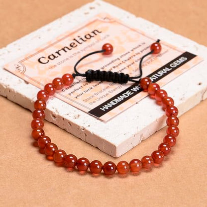 MASSIVE BEADS Handmade Yoga Natural Stone Crystal Healing Power Energy Gifts for Unisex Adult Bracelet Macrame Adjustable - color: Carnelian(Luck), size: 6mm