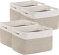 Optish 4 Pack Woven Basket for Storage, Basket for Organizing and Shelves, Rope Storage Basket for Toys, Towels, Books, Clothes, Baskets for Gifts Empty, 12.7'' X 8.3'' X 7.1'', White & Brown