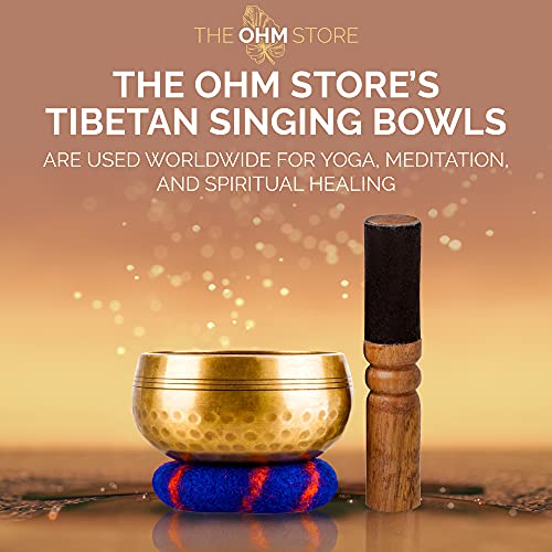 Ohm Store Tibetan Singing Bowl Set - Authentic Handcrafted Meditation Bowl for Mindfulness, Relaxation and Stress Relief - Mantra Sound Bowl for Yoga, Reiki, ASMR, Mindfulness, and Daily Self-Care - size: 4 Inch Singing Bowl