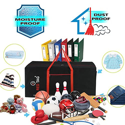 Storite Moisture Proof Heavy Duty 1680 Denier Nylon Multi-Purpose 236 L Extra Large Toys Storage Bag/Stationery Paper/Blankets/Clothes Storage Bag For Travel (Red Black, 113x39.5x53 cm) Rectangular
